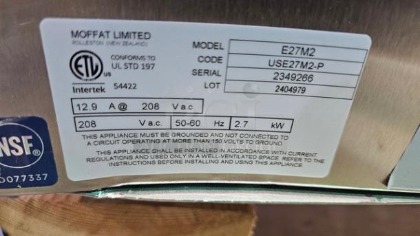 Moffat E27M2 Turbofan Electric Convection Oven. 208V. New Out of Box! - Image 8 of 9