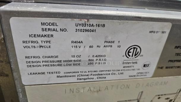 Manitowoc - UY0310A-161B - NEO Series, Undercounter Ice Machine, Half Dice Cube, Air Cooled, 115/1/60 - Image 4 of 6