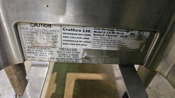 Crathco Mini CS-2E/1D-16 Simplicity Bubbler Series Double 2.4 Gallon Bowl Premix Cold Beverage Dispenser. 120V, 60Hz, 3.6A - Image 4 of 5