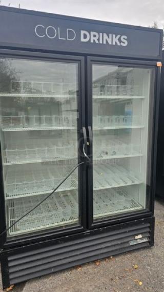 True Upright Retail Merchandiser Refrigerator, 2 Full Glass Swing Doors