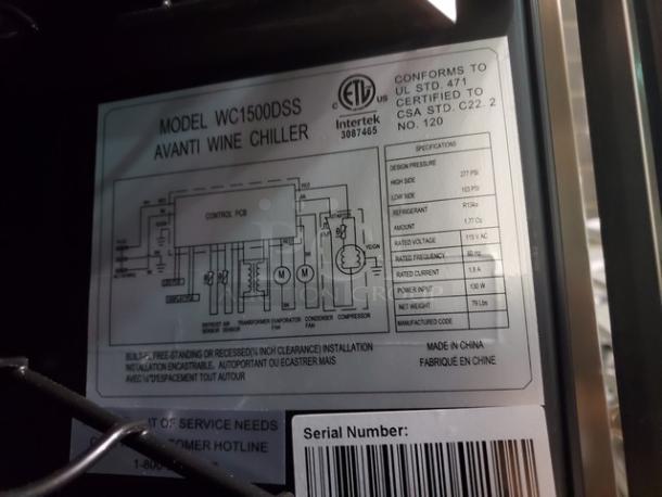 Avanti Wine Chiller. *Does Not Cool* Sold as is. - Image 3 of 3