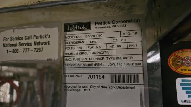 Perlick BBS60 60" Two Section Refrigerated Self-Contained Back Bar Cooler - Image 3 of 8