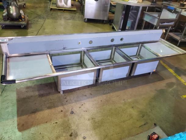 Regency 3 Compartment Stainless Steel Sink. No legs - Image 1 of 3