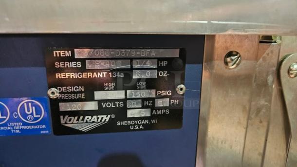 Vollrath 37066 Serving Counter, Cold Food. 1/4 HP, 120V, 60 Hz, 1 PH - Image 3 of 7
