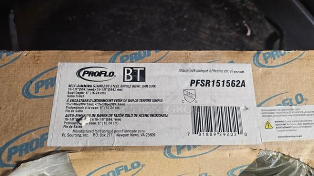 ProFlo Stainless Steel Single Bowl Bar Sink - Image 1 of 3