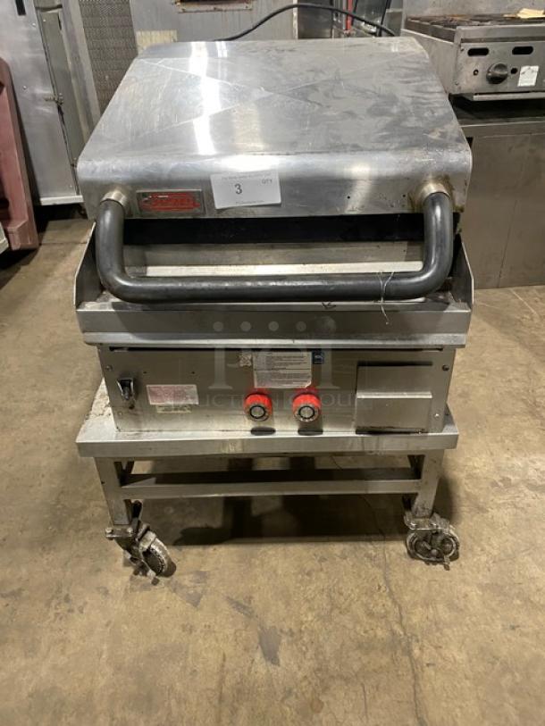 Lang Commercial Stainless Steel Natural Gas Powered Infrared Clamshell Griddle! On Cart With Casters! 1 Phase! Model: CSG24-NATMG SN: CSG240816A0007! - Image 1 of 7