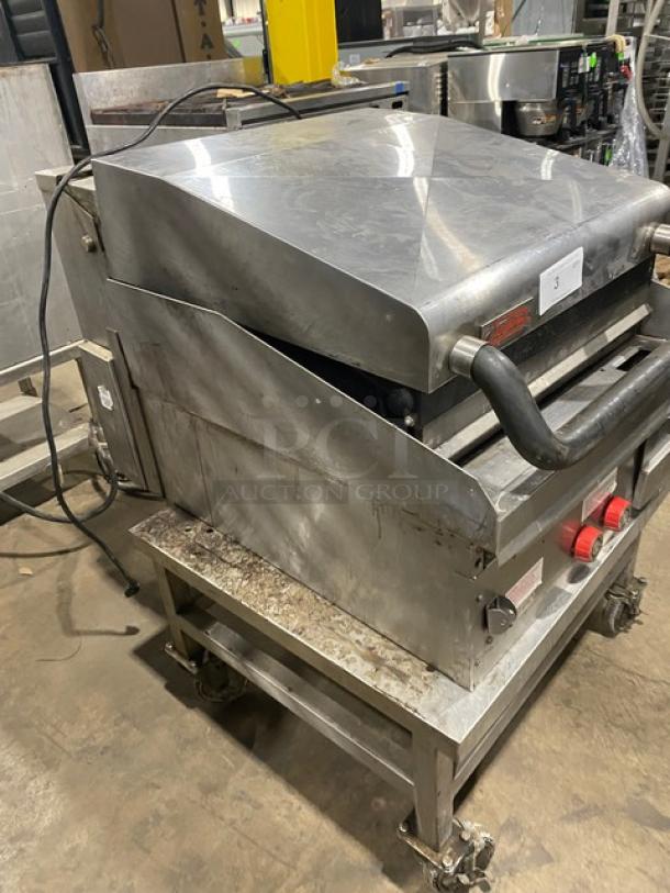 Lang Commercial Stainless Steel Natural Gas Powered Infrared Clamshell Griddle! On Cart With Casters! 1 Phase! Model: CSG24-NATMG SN: CSG240816A0007! - Image 4 of 7