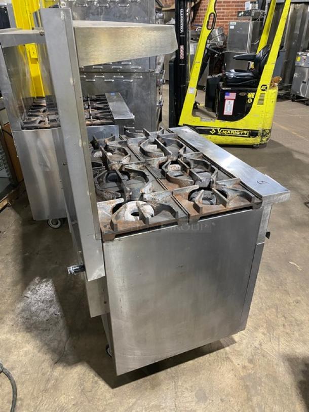 Connerton Commercial Stainless Steel Natural Gas Powered 6 Burner Range! With Full Sized Oven Underneath! With Back Splash & Overhead Salamander Shelf! With Oven Rack! On Casters! Model: CN36-6 SN: 700382F22! - Image 3 of 9