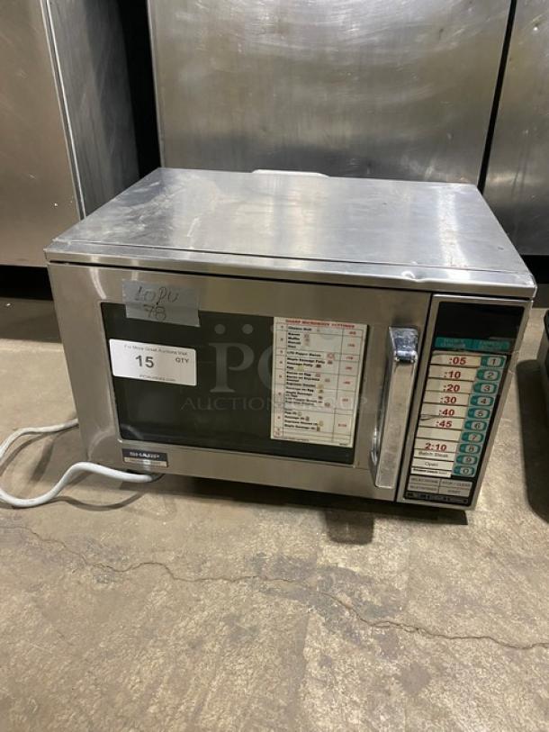Sharp Dunkin Donuts Style Commercial Stainless-Steel Heavy-Duty Countertop Microwave Oven! Model: R23GT SN: 12733! - Image 1 of 8