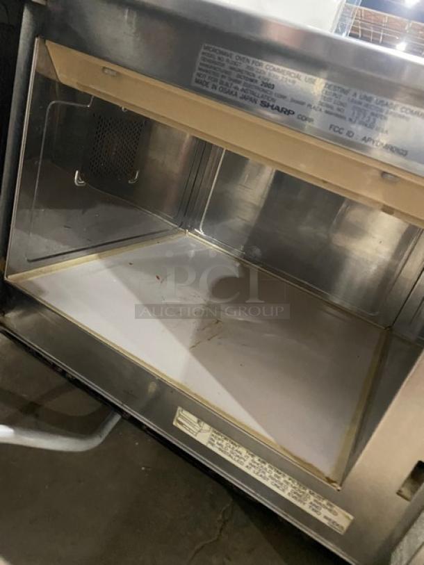 Sharp Dunkin Donuts Style Commercial Stainless-Steel Heavy-Duty Countertop Microwave Oven! Model: R23GT SN: 12733! - Image 5 of 8