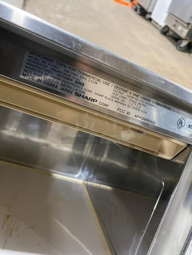 Sharp Dunkin Donuts Style Commercial Stainless-Steel Heavy-Duty Countertop Microwave Oven! Model: R23GT SN: 12733! - Image 7 of 8