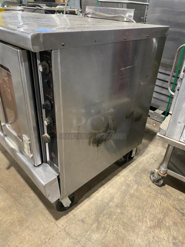 Montague Commercial Stainless Steel Natural Gas Powered Single Stack Convection Oven! With Wired Oven Racks! On Casters! - Image 2 of 8