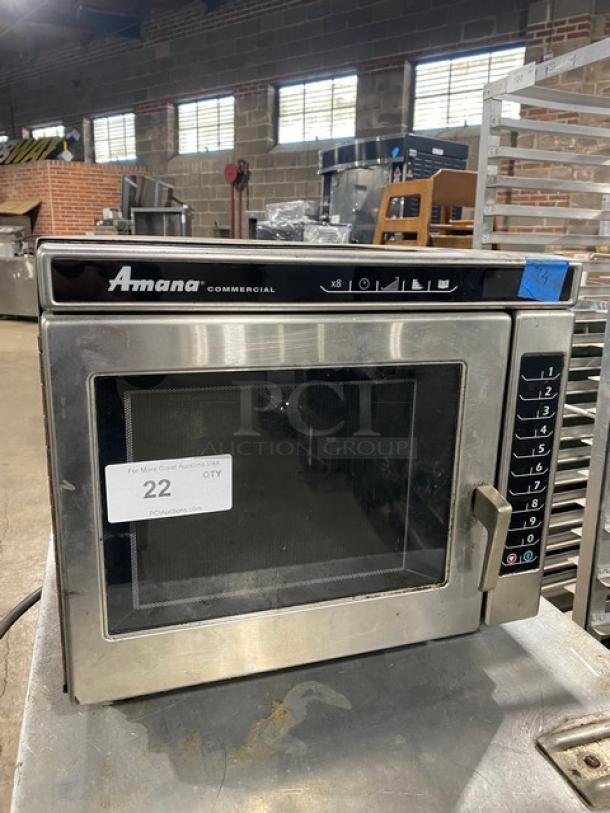 Amana Commercial Stainless-Steel Heavy-Duty Countertop Microwave Oven! With Programmable Touch Pad! Model: RC30S2 SN: 1701140487! 208/240V! - Image 1 of 8