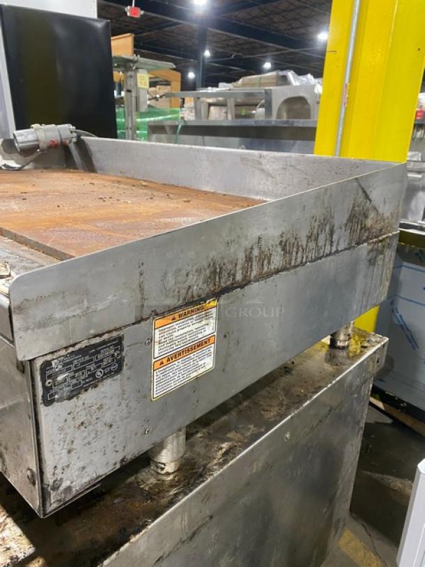 Wolf Commercial Stainless Steel Electric Powered Countertop Griddle! With Thermostatic Controls! On Legs! 208V 3 Phase! Model: WEG48E SN: 650135423! - Image 2 of 8