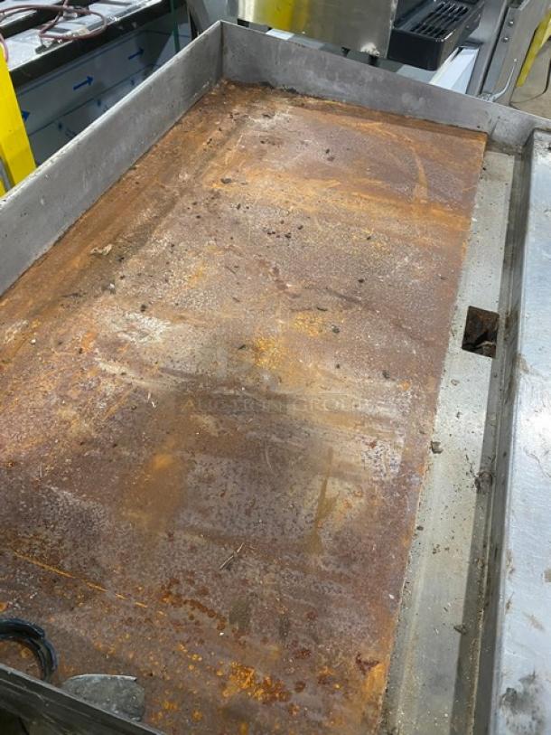 Wolf Commercial Stainless Steel Electric Powered Countertop Griddle! With Thermostatic Controls! On Legs! 208V 3 Phase! Model: WEG48E SN: 650135423! - Image 5 of 8