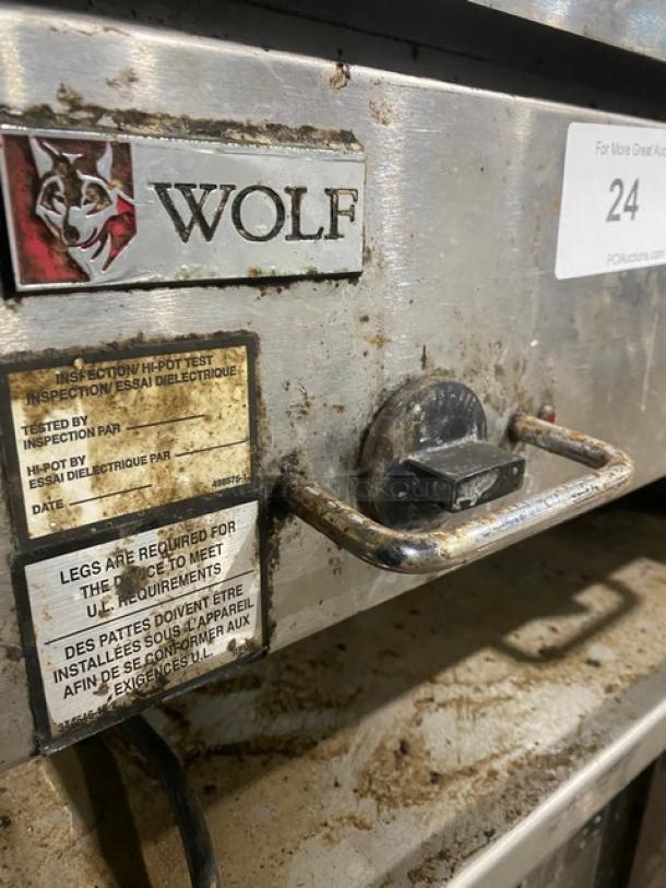 Wolf Commercial Stainless Steel Electric Powered Countertop Griddle! With Thermostatic Controls! On Legs! 208V 3 Phase! Model: WEG48E SN: 650135423! - Image 6 of 8