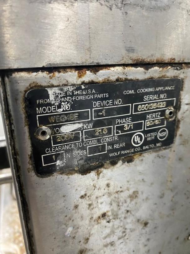 Wolf Commercial Stainless Steel Electric Powered Countertop Griddle! With Thermostatic Controls! On Legs! 208V 3 Phase! Model: WEG48E SN: 650135423! - Image 7 of 8