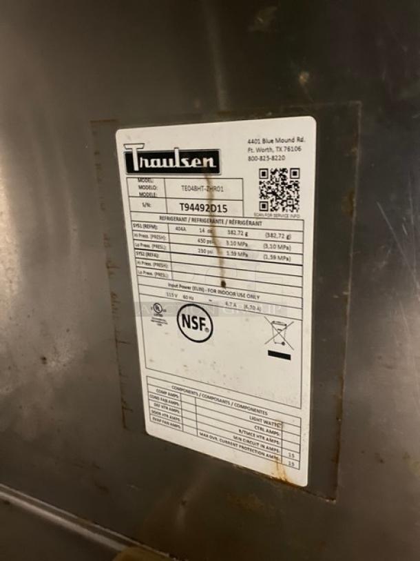 Traulsen Commercial Stainless Steel Single Door Refrigerated Chef Base! On Casters! 115V! Model: TE048HT-ZHR01 SN: T94492D15! - Image 6 of 7
