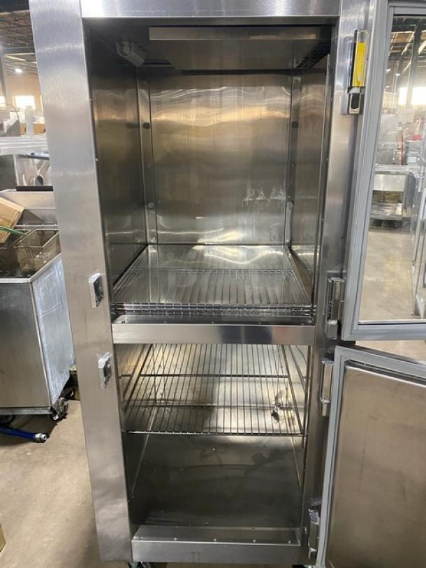 Traulsen Commercial Stainless Steel Glass Half Door Reach In Refrigerator! With Metal Racks! On Casters! 115V 1 Phase! Model: RHT132WUT-HHG SN: T149645J10! - Image 5 of 9