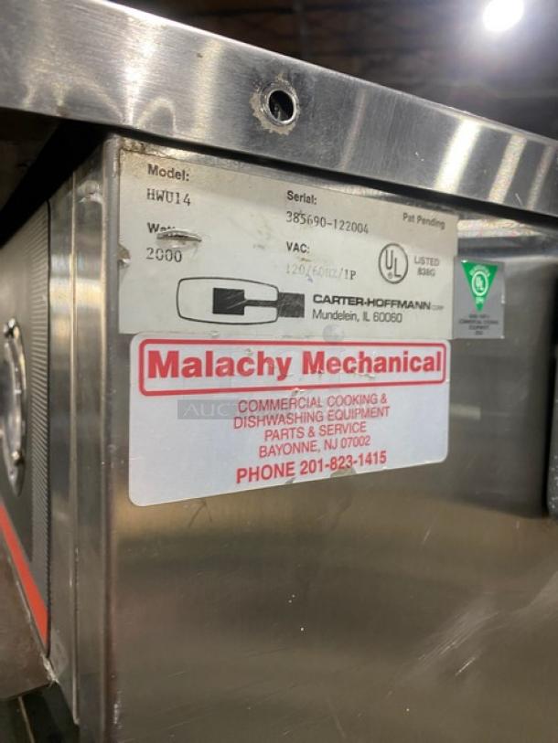 Carter Hoffmann Commercial Stainless Steel Insulated Heated Holding Cabinet/Food Warmer! With Built In Pan Racks! On Casters! 120V 1 Phase! Model: HWU14 SN: 385690-122004! - Image 7 of 8