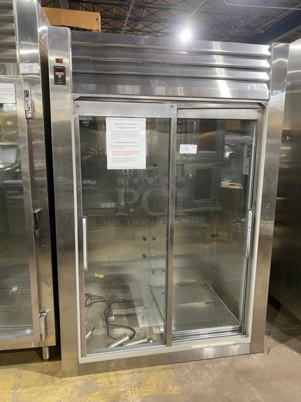 Traulsen Commercial Double Sliding Glass Door Reach In Refrigerator Merchandiser! With Metal Racks! With Legs! 115V 1 Phase! Model: RHT232NREFSL SN: A963040F00! - Image 1 of 9