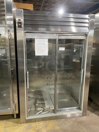 Traulsen Commercial Double Sliding Glass Door Reach In Refrigerator Merchandiser! With Metal Racks! With Legs! 115V 1 Phase! Model: RHT232NREFSL SN: A963040F00!