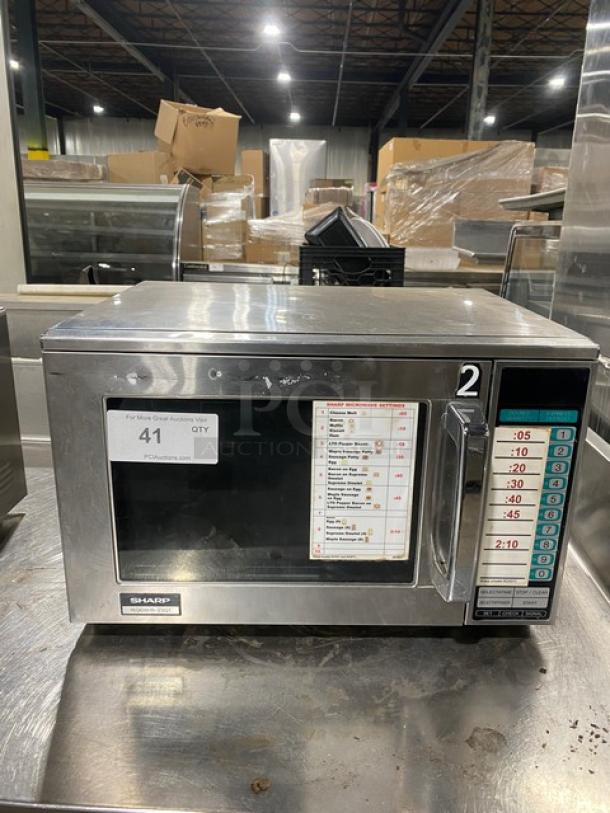 Sharp Commercial Stainless Steel Countertop Microwave Oven! With Programable Touch Pad! 208/230V! Model: R-23GT SN: 12618! - Image 1 of 8