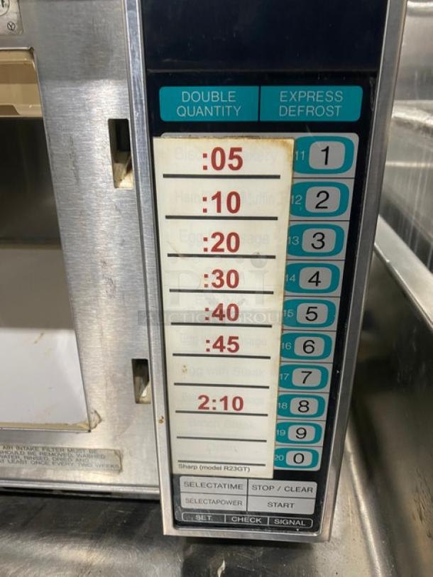Sharp Commercial Stainless Steel Countertop Microwave Oven! With Programable Touch Pad! 208/230V! Model: R-23GT SN: 12618! - Image 6 of 8
