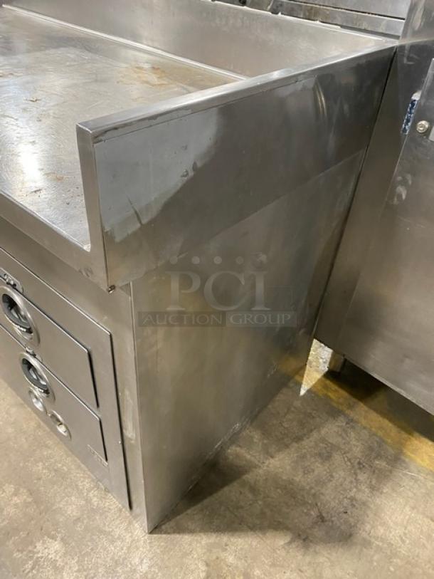 Toastmaster Commercial Stainless Steel Toastmaster Electric Powered 2 Drawer Food Warmer/Hot Food Server Built Into Custom Worktop Base! 230V 1 Phase! Model: 3B80A! With Back & Side Splash! With Additional 3 Drawer Storage! - Image 3 of 10
