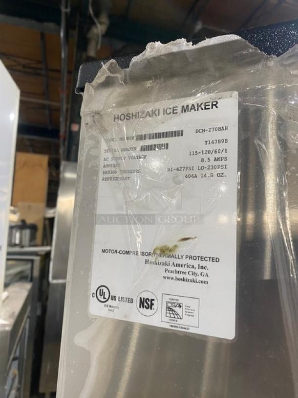 Hoshizaki Commercial Stainless Steel Countertop Ice Maker! With Ice & Water Dispenser! With Built In Ice Bin! On Legs! 115-120V 1 Phase! Model: DCM-270BAH SN: T14789B! - Image 5 of 8
