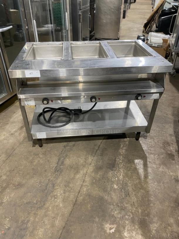 Randell Commercial Stainless Steel Electric Powered 3 Well Steam Table! With Drain! On Single Shelf Stand With Legs! 208V 1 Phase! Model: 3613 SN: T00000019271! - Image 1 of 9