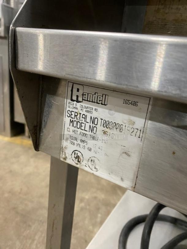 Randell Commercial Stainless Steel Electric Powered 3 Well Steam Table! With Drain! On Single Shelf Stand With Legs! 208V 1 Phase! Model: 3613 SN: T00000019271! - Image 7 of 9