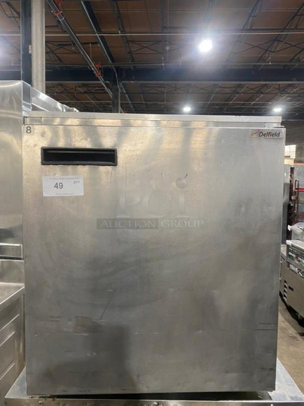 Delfield Commercial Stainless Steel Single Door Undercounter Refrigerator! With Racks! On Legs! 115V 1 Phase! Model: 406CA-A33 SN: 1308152001456! - Image 1 of 7