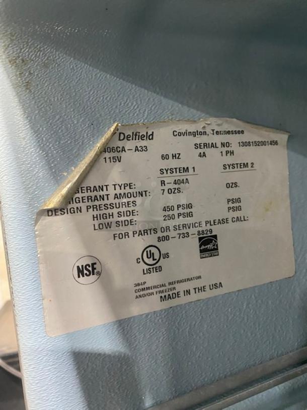 Delfield Commercial Stainless Steel Single Door Undercounter Refrigerator! With Racks! On Legs! 115V 1 Phase! Model: 406CA-A33 SN: 1308152001456! - Image 6 of 7