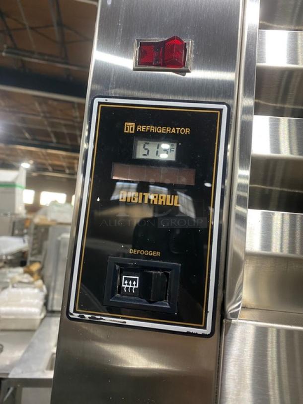 Traulsen Commercial Stainless Steel Double Glass Door Reach In Refrigerator Merchandiser! With Defogger! With Wire Shelves! On Legs! 115V 1 Phase! Model: UR48HT-A SN: T193190K01! - Image 8 of 9