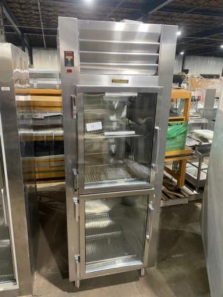 Traulsen Commercial Stainless Steel Glass Half Door One Section Reach In Refrigerator! With Wire Racks! Model: RHT132WUT-HHG SN: T22419D06! 115V 1 Phase! On Legs!