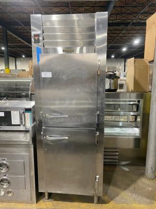 Traulsen Commercial Stainless Steel Half Door One Section Reach In Refrigerator! With Built In Pan Holding Racks! On Legs! 115V 1 Phase! Model: AHT132WUT-HHS SN: T82730K04!