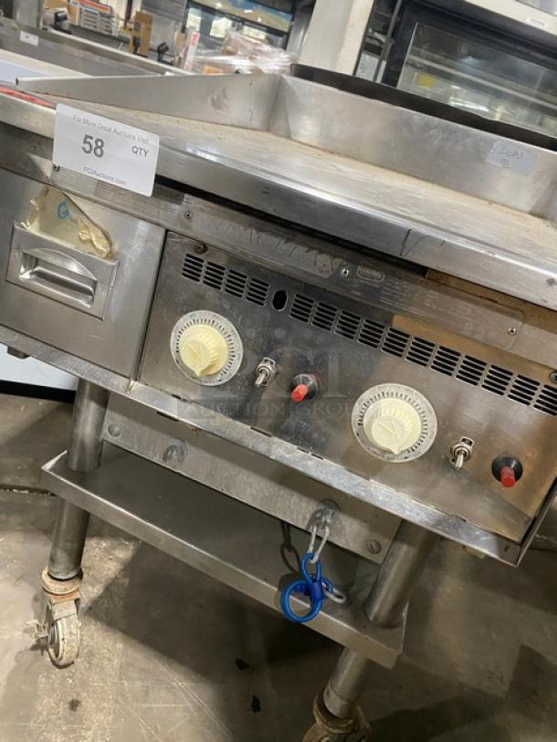 Keating Commercial Stainless Steel Natural Gas Powered Flat Griddle! With Mirror Shine Polished Top! On Single Shelf Stand With Casters! Model: 24X36FLD SN: GG45335! - Image 6 of 9