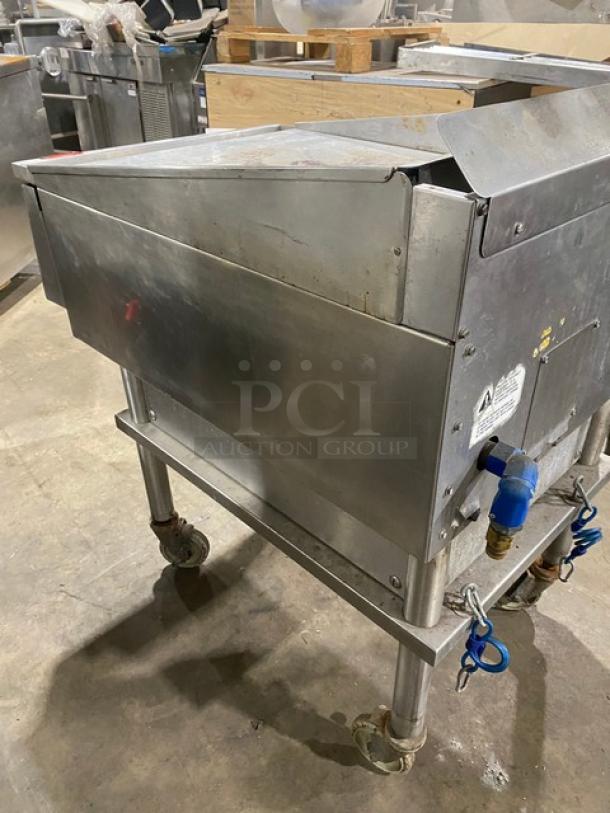 Keating Commercial Stainless Steel Natural Gas Powered Flat Griddle! With Mirror Shine Polished Top! On Single Shelf Stand With Casters! Model: 24X36FLD SN: GG45334! - Image 3 of 9