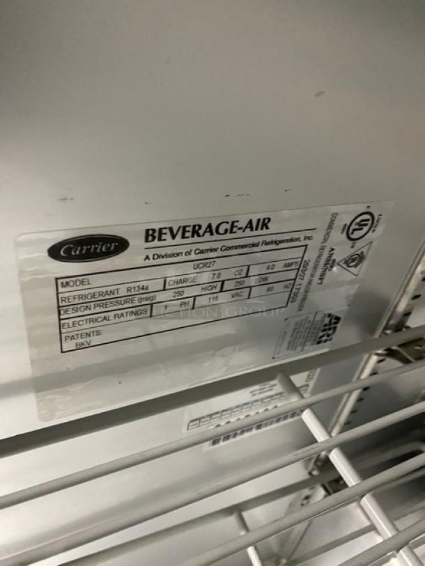 Beverage-Air Commercial Stainless Steel Undercounter Single Door Reach In Refrigerator! With Poly Coated Wire Shelves! 115V 1 Phase! Model: UCR27! - Image 6 of 7