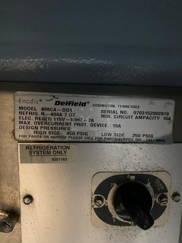Delfield Commercial Stainless Steel Undercounter Single Door Reach In Refrigerator! On Legs! 115V 1 Phase! Model: 406CA-DD1 SN: 0703152002919! - Image 7 of 8