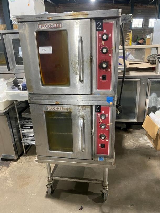 Blodgett Energy Star Commercial Stainless Steel Electric Powered Double Stack Convection Oven! With Wire Oven Racks! Model: CTB-1 SN: 052914LA083S! On Single Shelf Stand With Casters! 2X Your Bid Makes One Unit! - Image 1 of 11