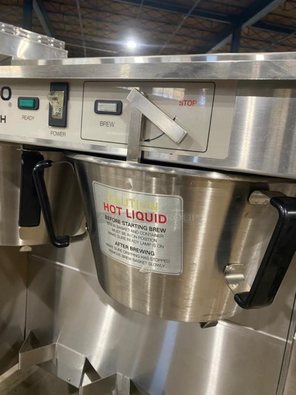 Fetco Commercial Stainless Steel Countertop Twin Automatic Coffee Brewer! With Hot Water Dispenser! With 2 Brew Baskets! On Legs! 120/208-240V 1 Phase! Model: CBS-62H SN: 180143040183A! - Image 5 of 8