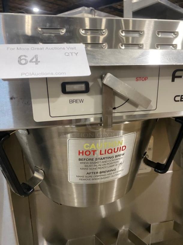 Fetco Commercial Stainless Steel Countertop Twin Automatic Coffee Brewer! With Hot Water Dispenser! With 2 Brew Baskets! On Legs! 120/208-240V 1 Phase! Model: CBS-62H SN: 180143040183A! - Image 6 of 8