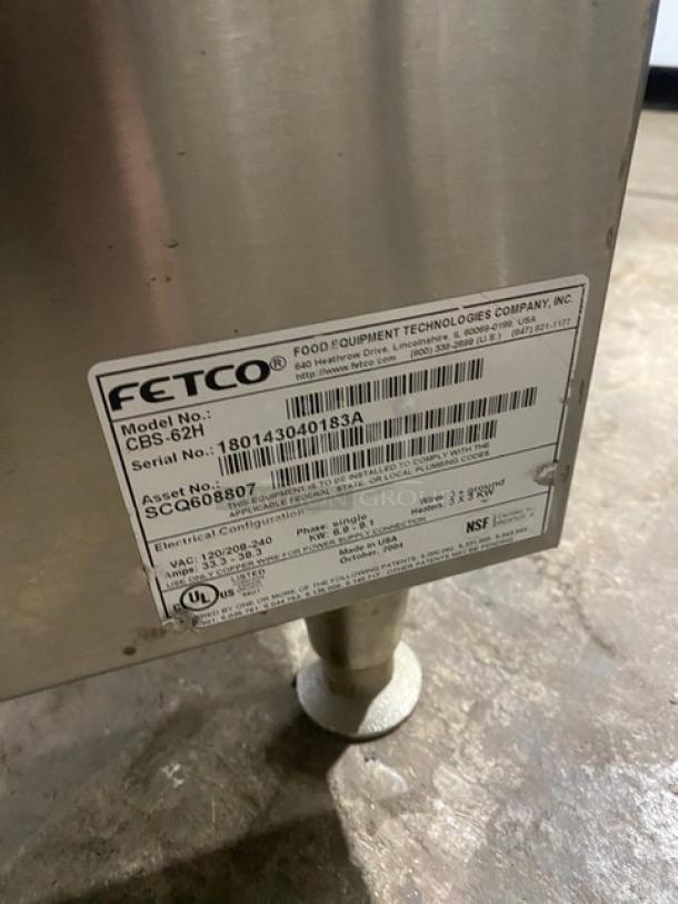 Fetco Commercial Stainless Steel Countertop Twin Automatic Coffee Brewer! With Hot Water Dispenser! With 2 Brew Baskets! On Legs! 120/208-240V 1 Phase! Model: CBS-62H SN: 180143040183A! - Image 7 of 8