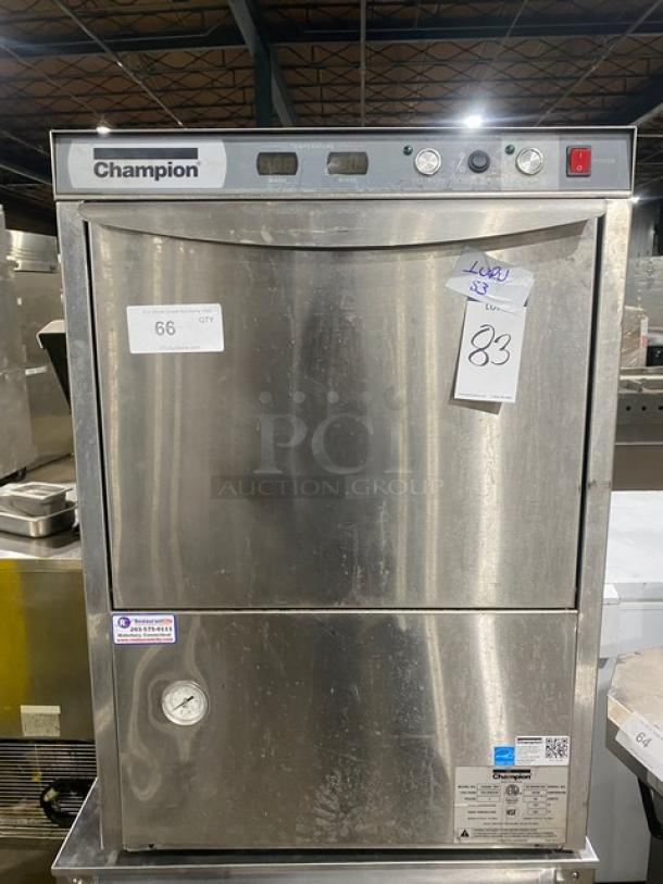 Champion Commercial Stainless Steel Undercounter Heavy Duty High Temperature Dishwasher! With Full Size Peg Rack! 120-208/230V 1 Phase! Model: UH230B M4 SN: W190385166! - Image 1 of 8