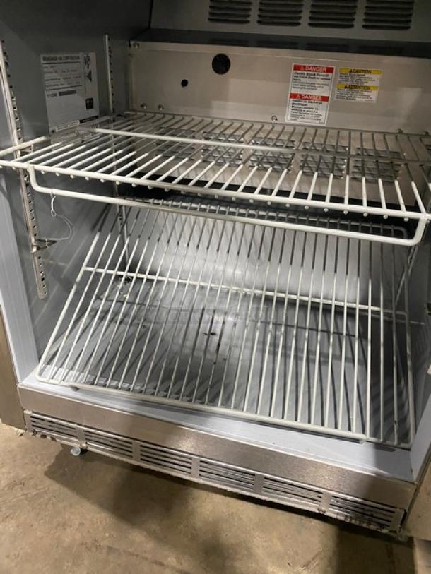 Beverage-Air Commercial Stainless Steel Undercounter Single Door Reach In Refrigerator! With Poly Coated Wire Shelves! On Casters! 115V 1 Phase! Model: UCR27Y SN: 12112596! - Image 5 of 7