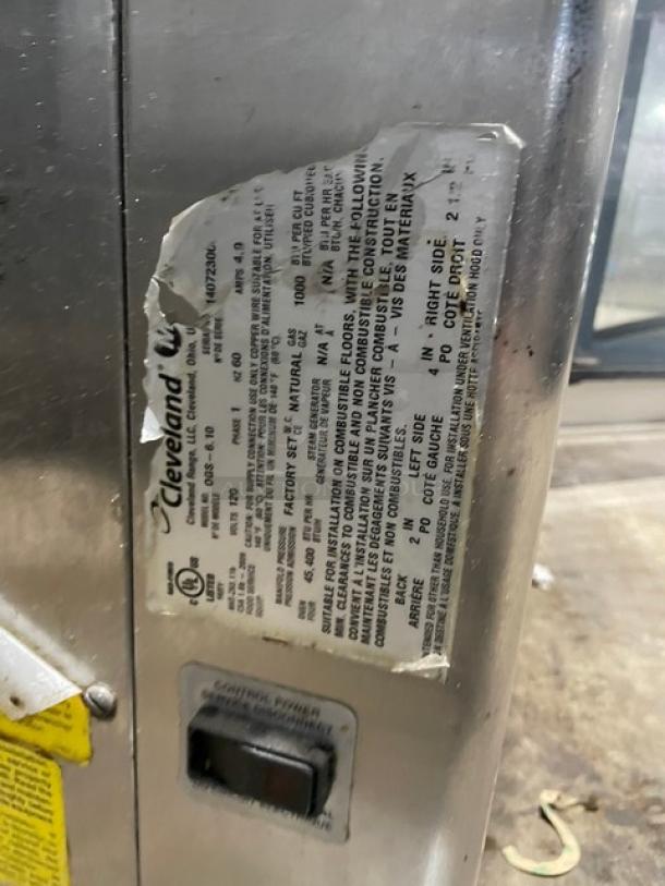Cleveland Stainless Steel Commercial Natural Gas Powered Combi Convection Oven! With Metal Oven Racks! On Legs! Model: OGS-6.10 SN: 14072300! - Image 7 of 8