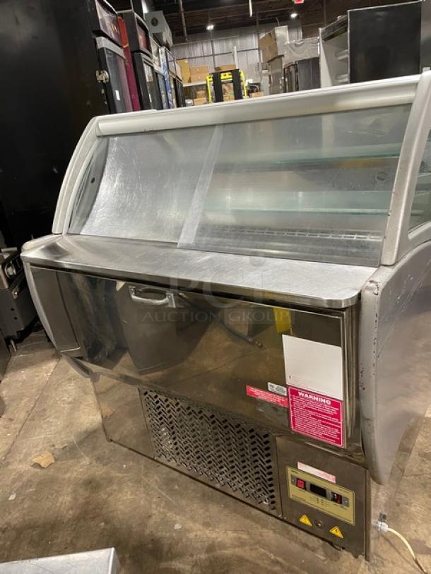 SeVel Commercial Stainless Steel Refrigerated Bakery Display Case! With Tempered, Non-Glare, Lift-Up Curved Front Glass! With Double Sliding Door Rear Access! With Rear Pull Out Loading Drawer! On Casters! - Image 3 of 8