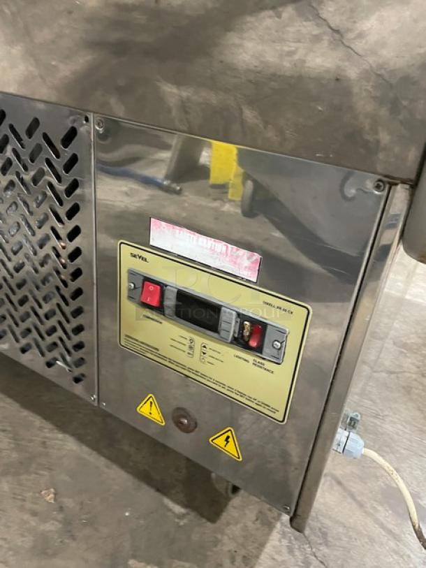 SeVel Commercial Stainless Steel Refrigerated Bakery Display Case! With Tempered, Non-Glare, Lift-Up Curved Front Glass! With Double Sliding Door Rear Access! With Rear Pull Out Loading Drawer! On Casters! - Image 6 of 8